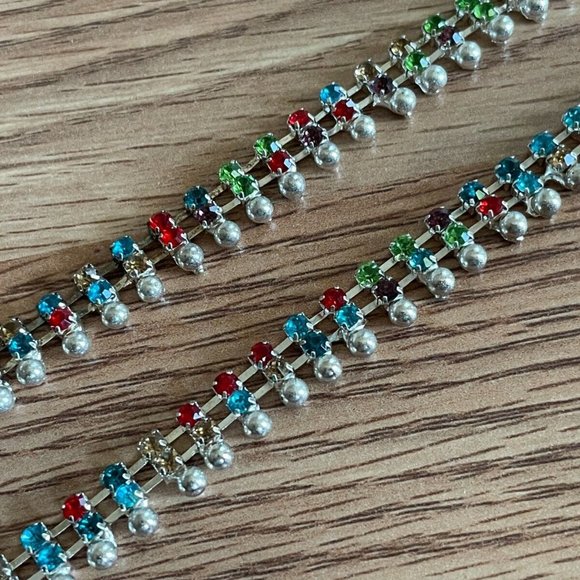 Anklet Multi Color Crystal Accent Silver Tone Fashion Anklet Women Jewelry Payel - Picture 6 of 12